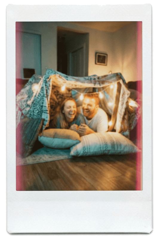 Cozy pillow fort movie night date